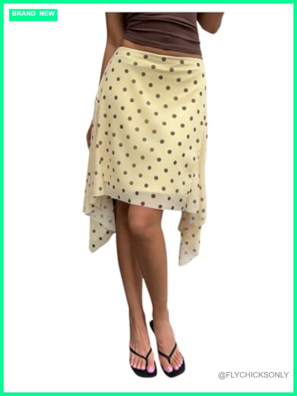 Women's Mesh Polka Dots Asymmetrical Midi Skirt Low Rise